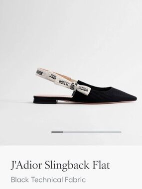 Dior Black Pointed J'Adior Slingback Flats
